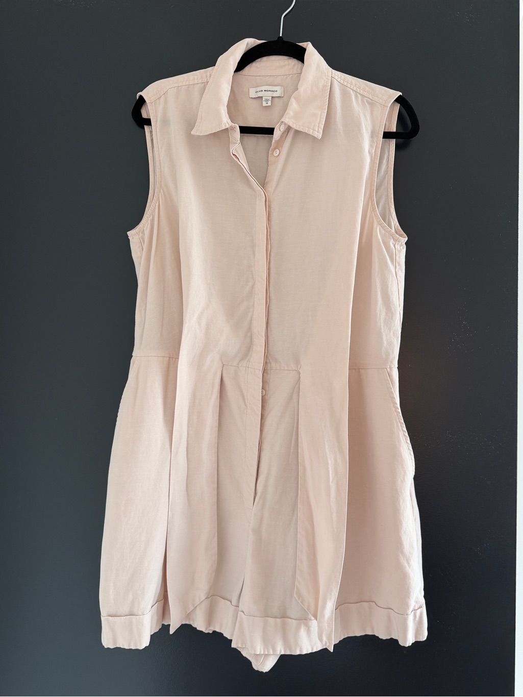 Club Monaco Sleeveless Tie-Front Romper In Light Blush